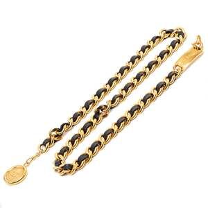 Chanel Coco Mark 31 Rue Cambon Vintage Logo Coin Plate Chain Belt Gold Black ...